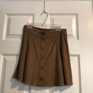 Brown suede button up skirt